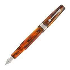 Leonardo Supernova Regular Size Fountain Pen In Caramel With Silver Trim