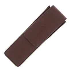 Girologio Double Magnetic Closure Pen Case In Antique Brown
