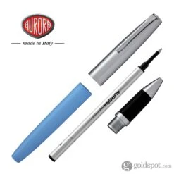 Aurora Duo Cart Rollerball Pen - Light Blue Resin With Chrome Cap -Stationery Hub Cheap Store aurora duo cart rollerball pen light blue resin with chrome cap 225