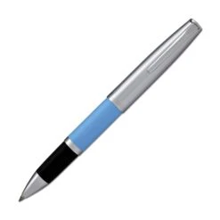 Aurora Duo Cart Rollerball Pen - Light Blue Resin With Chrome Cap