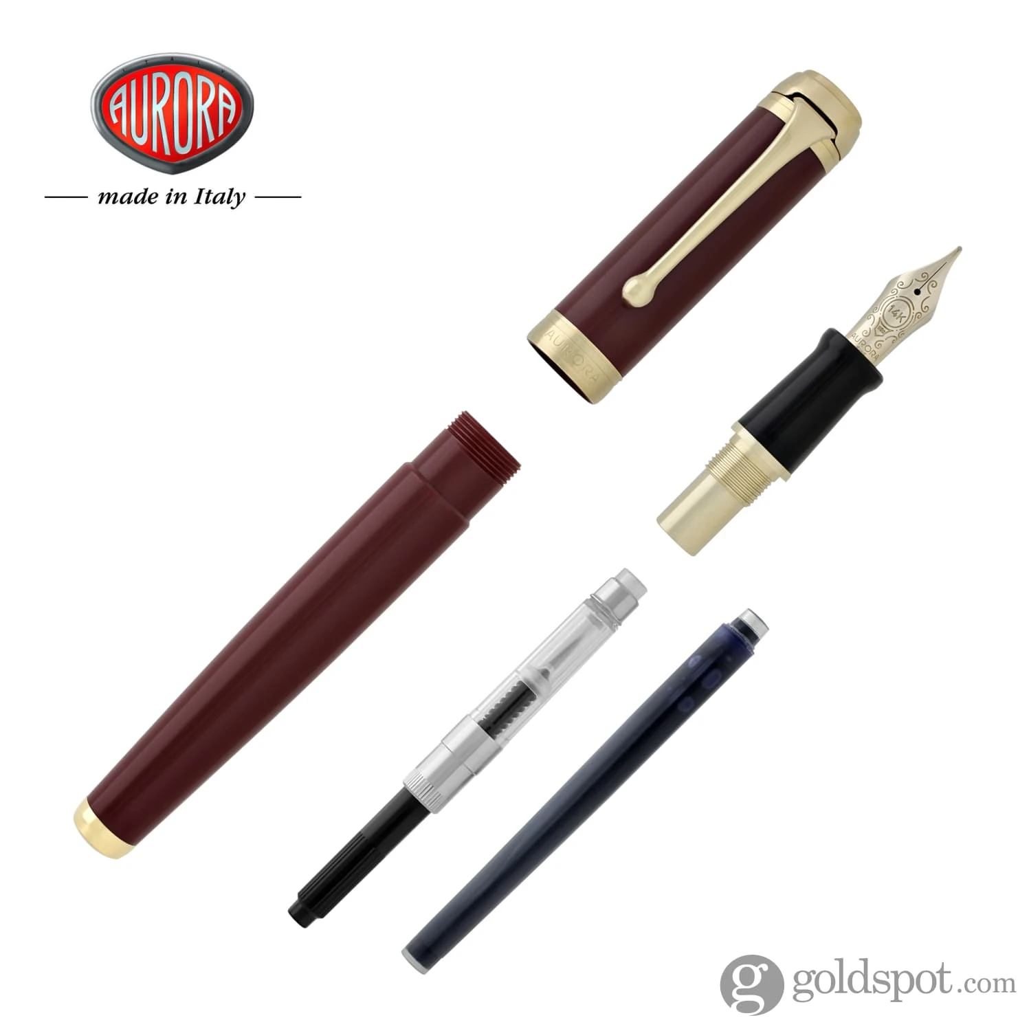 Aurora Talentum Classic Fountain Pen In Burgundy With Gold Trim - 14K Gold Fine Point 7 Aurora Talentum Classic Fountain Pen In Burgundy With Gold Trim - 14K Gold Fine Point - Image 7