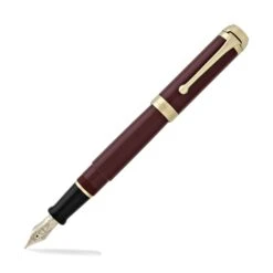 Aurora Talentum Classic Fountain Pen In Burgundy With Gold Trim - 14K Gold Fine Point