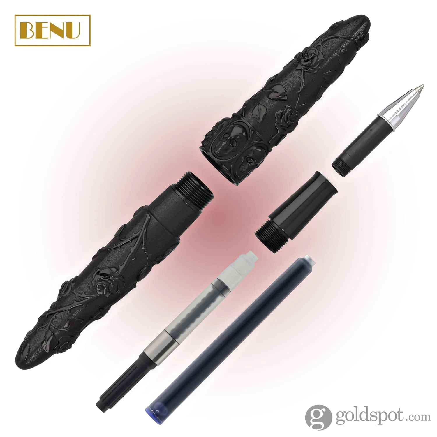 Benu Skulls And Roses Rollerball Pen In Crow Black 4 Benu Skulls And Roses Rollerball Pen In Crow Black - Image 4