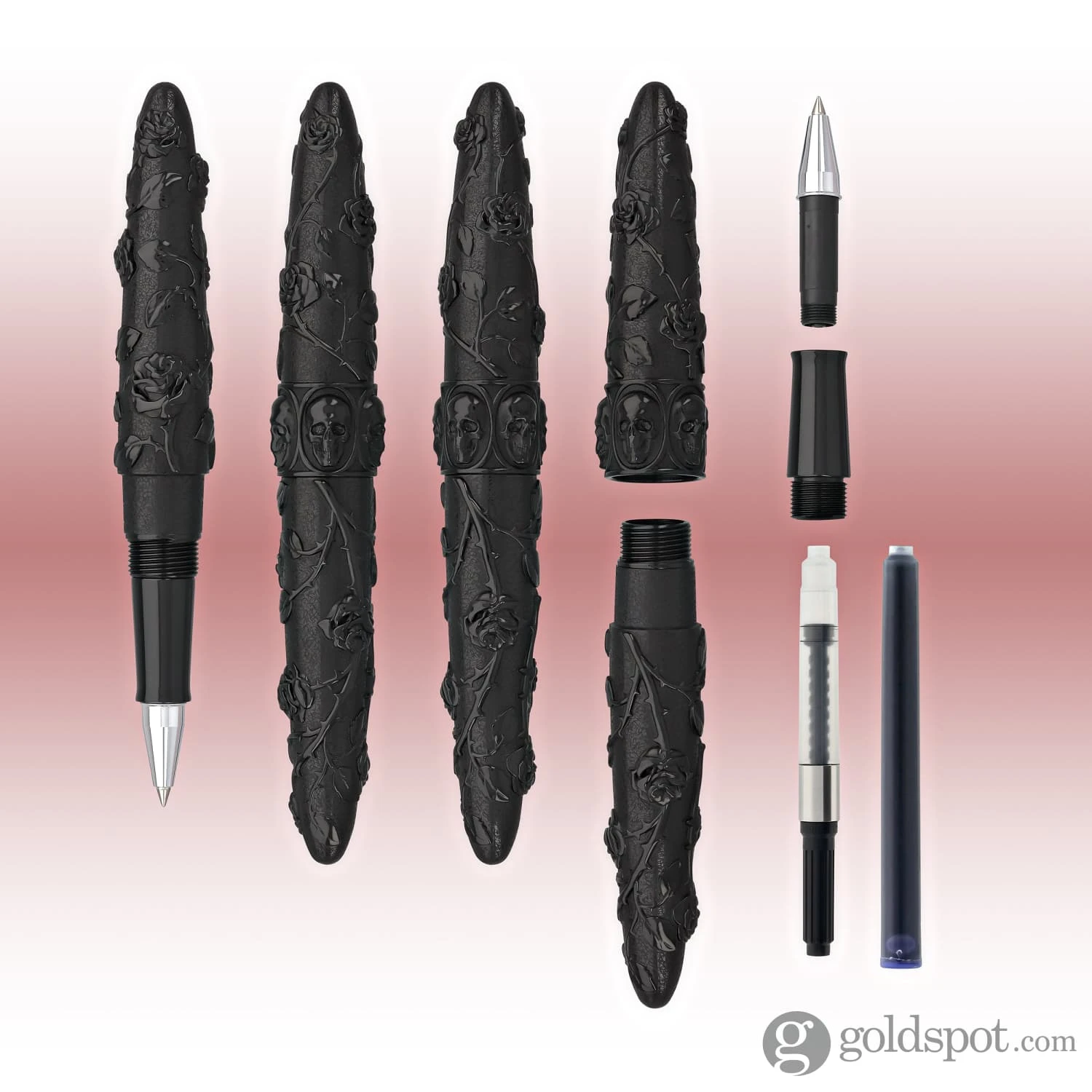 Benu Skulls And Roses Rollerball Pen In Crow Black 5 Benu Skulls And Roses Rollerball Pen In Crow Black - Image 5