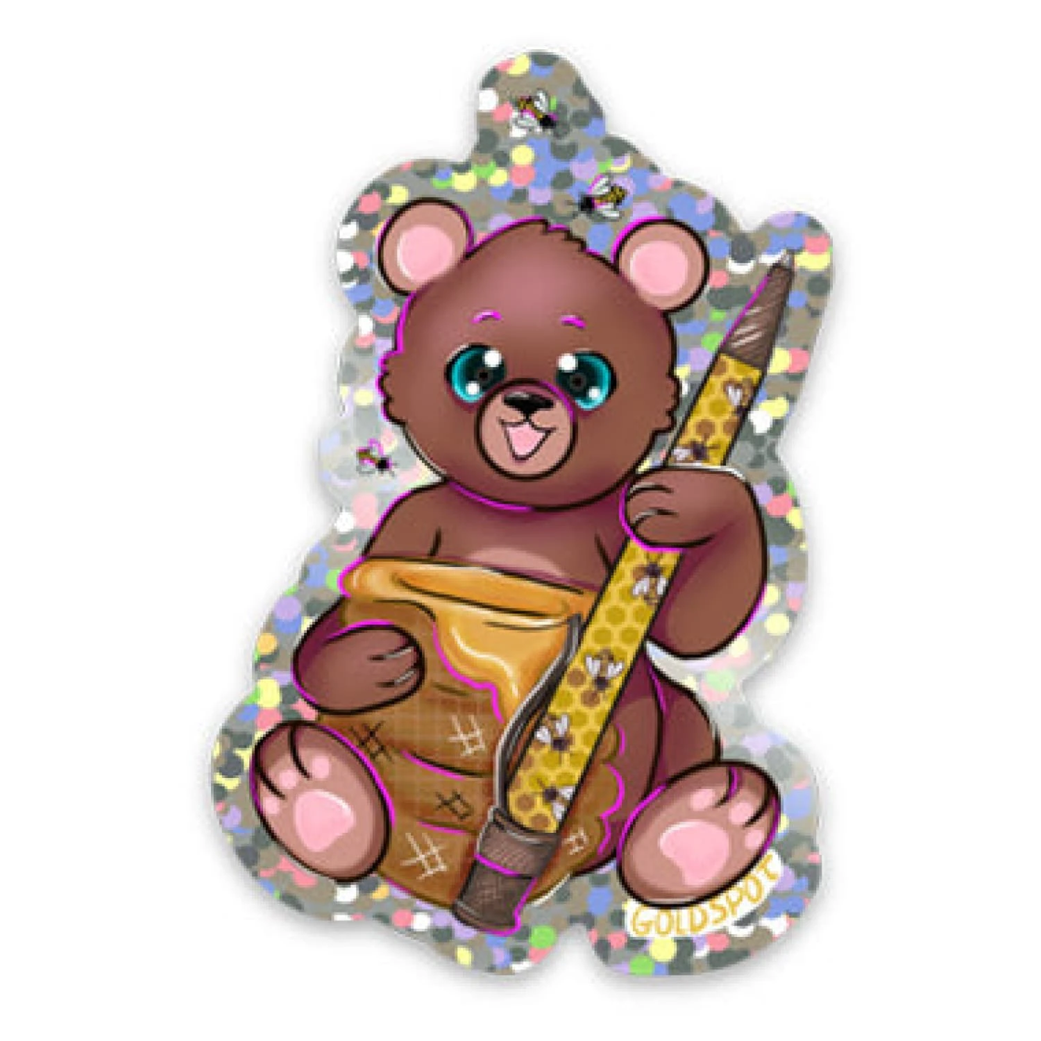 Buzzy The Honey Bear Glitter Sticker 1 Buzzy The Honey Bear Glitter Sticker