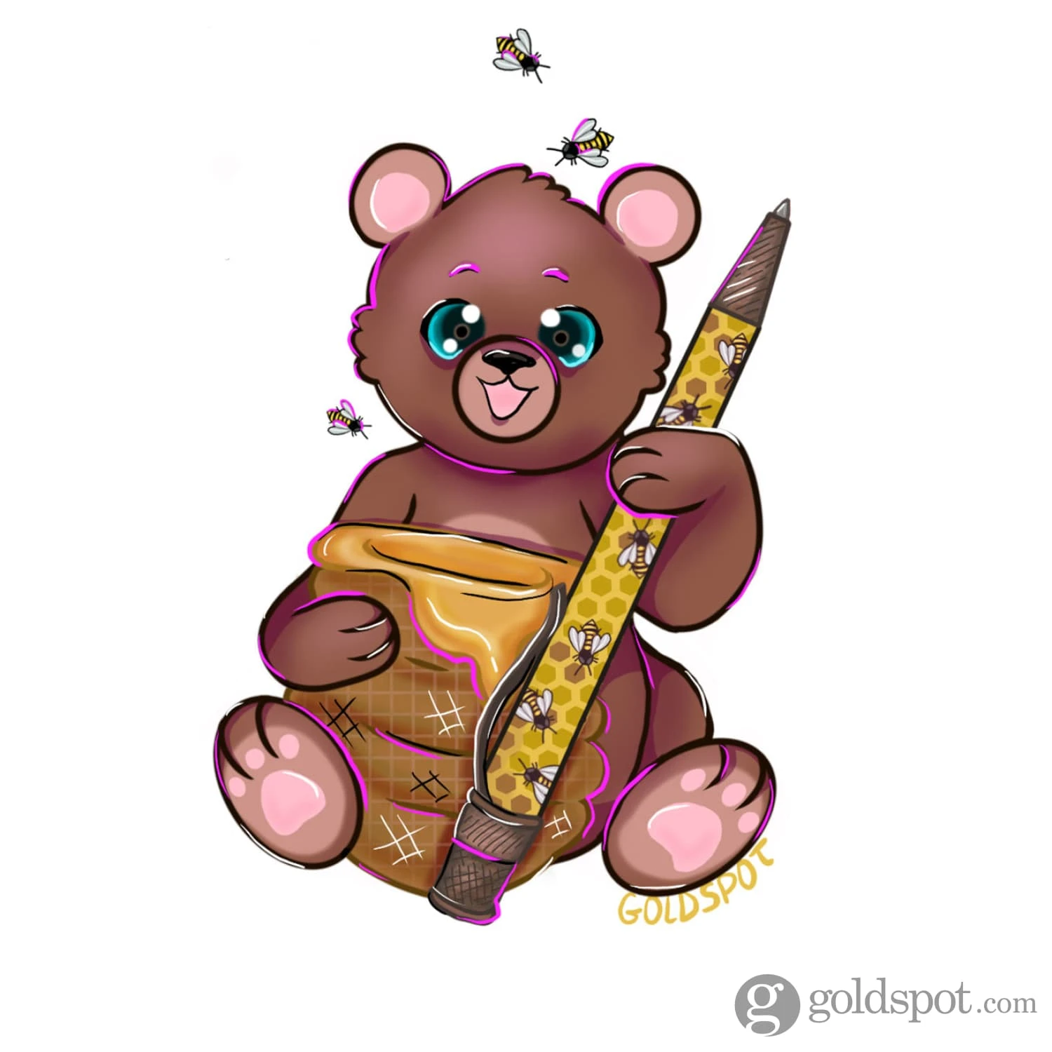 Buzzy The Honey Bear Glitter Sticker 2 Buzzy The Honey Bear Glitter Sticker - Image 2