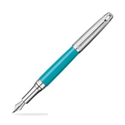 Caran D'Ache Léman Fountain Pen In Bicolor Turquoise And Silver - 18K Gold