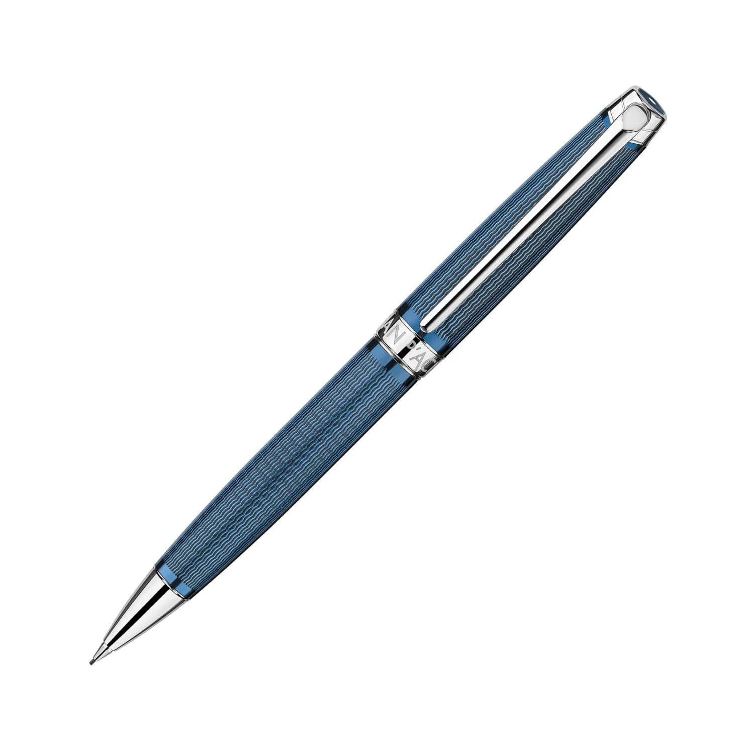 Caran D'Ache Léman Mechanical Pencil In Grand Bleu Silver Plated And Rhodium Coated - 0.7mm 1 Caran D'Ache Léman Mechanical Pencil In Grand Bleu Silver Plated And Rhodium Coated - 0.7mm