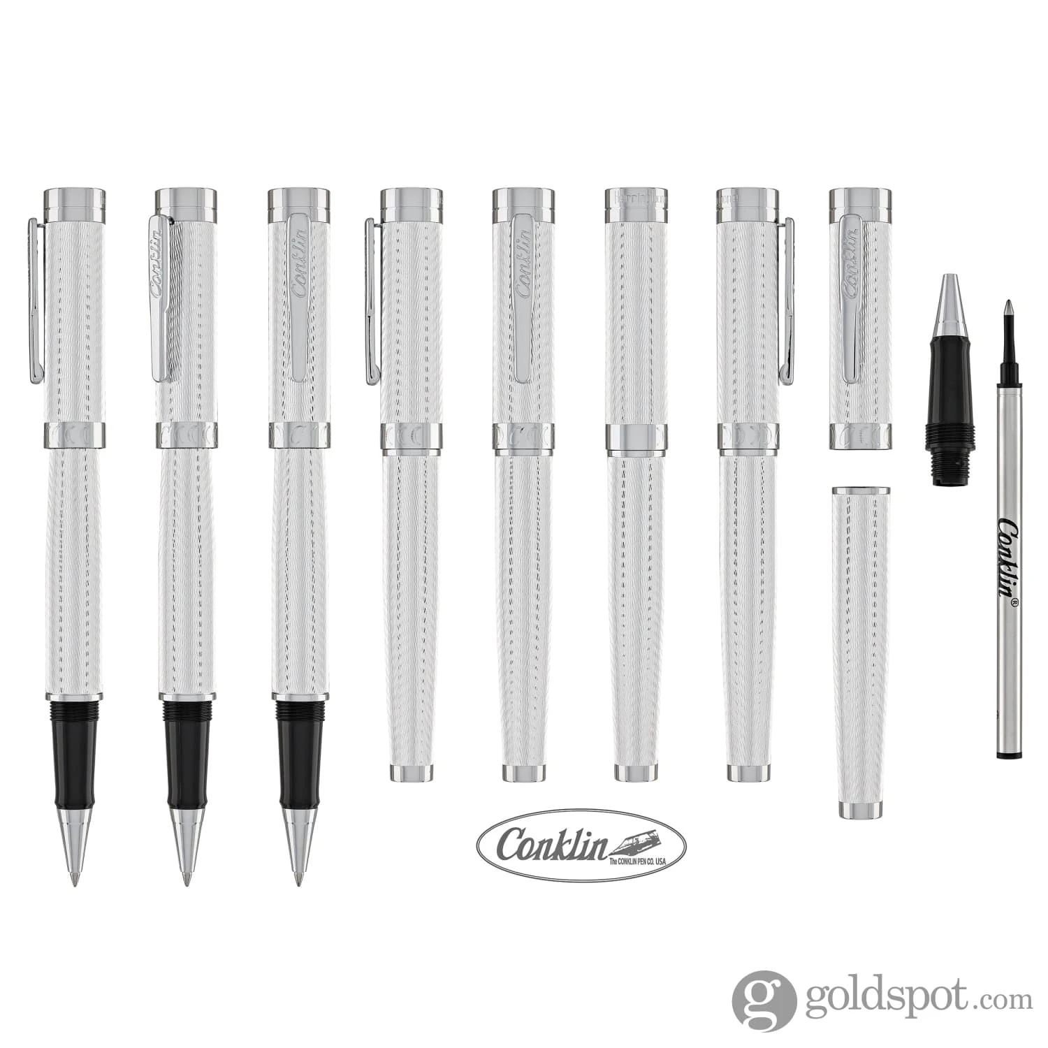 Conklin Herringbone Signature Rollerball Pen In Silver 8 Conklin Herringbone Signature Rollerball Pen In Silver - Image 8