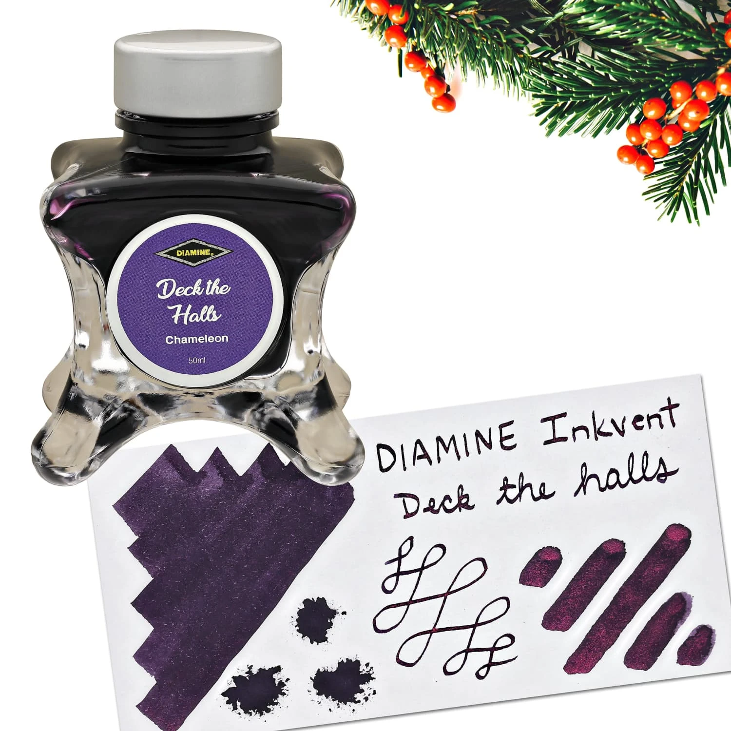 Diamine Inkvent Green Edition Chameleon Bottled Ink In Deck The Halls - 50 ML 1 Diamine Inkvent Green Edition Chameleon Bottled Ink In Deck The Halls - 50 ML