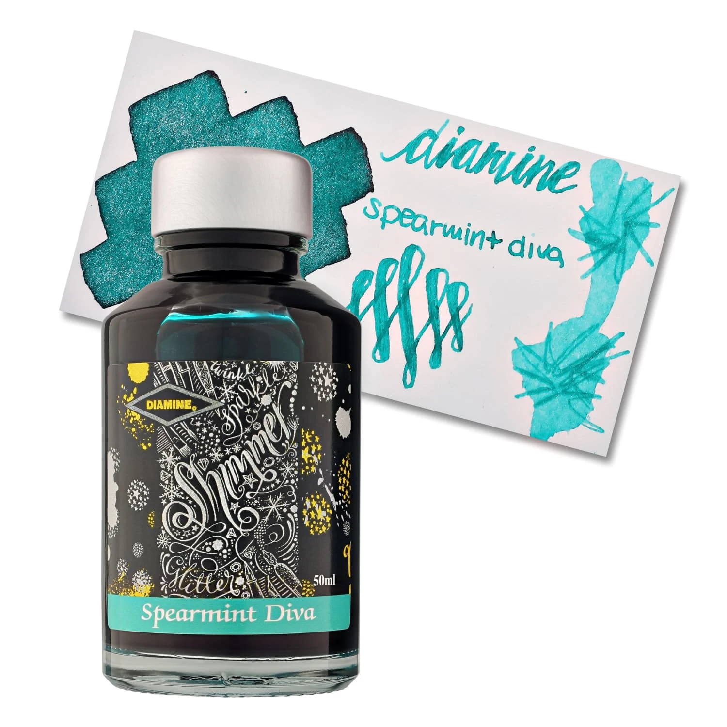 Diamine Shimmer Bottled Ink In Spearmint Diva Turquoise - 50 ML 1 Diamine Shimmer Bottled Ink In Spearmint Diva Turquoise - 50 ML