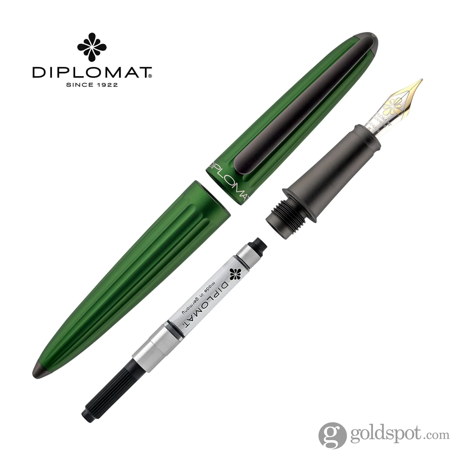 Diplomat Aero Fountain Pen In Green - 14K Gold 7 Diplomat Aero Fountain Pen In Green - 14K Gold - Image 7