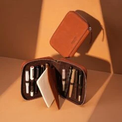 Endless Companion Leather Adjustable 10 Pen Pouch In Brown