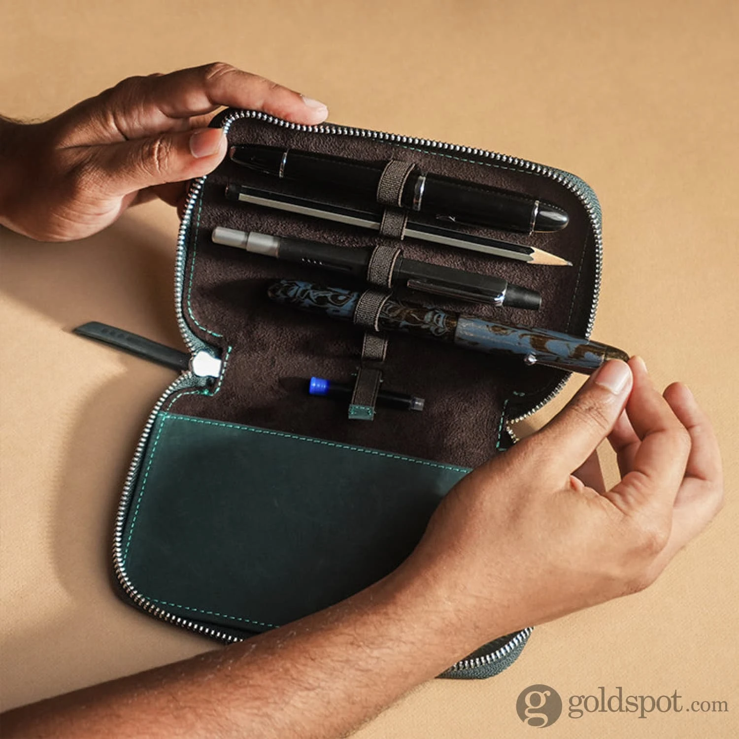 Endless Companion Leather Adjustable 5 Pen Pouch In Blue 5 Endless Companion Leather Adjustable 5 Pen Pouch In Blue - Image 5