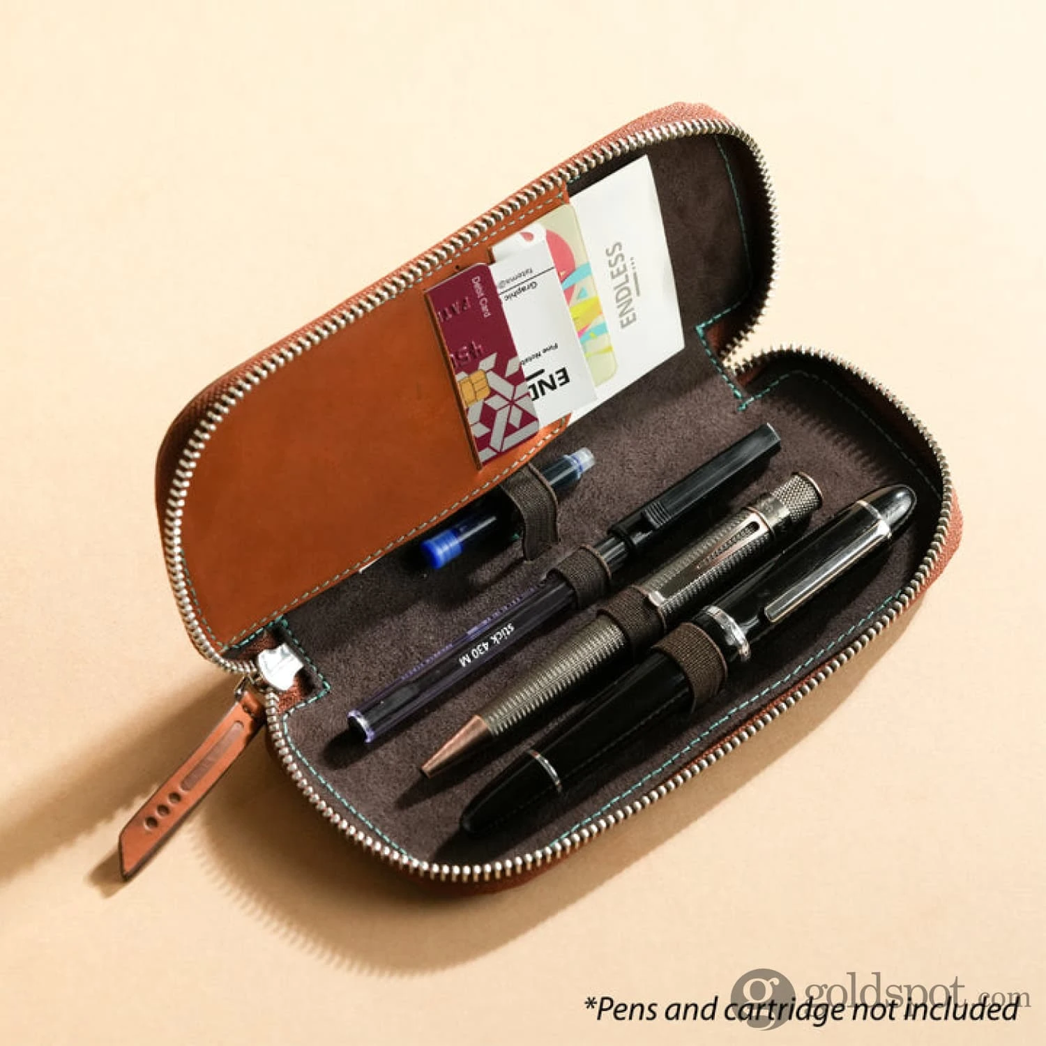 Endless Companion Leather Adjustable Pen Pouch - 3 Pens Brown 4 Endless Companion Leather Adjustable Pen Pouch - 3 Pens Brown - Image 4