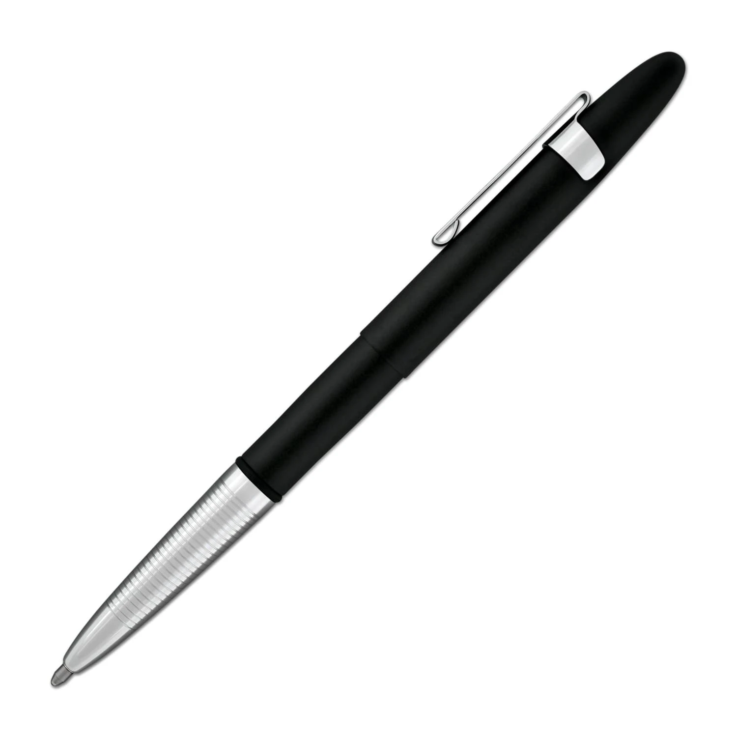 Fisher Space Pen Bullet Ballpoint Pen With Clip In Chrome & Matte Black 1 Fisher Space Pen Bullet Ballpoint Pen With Clip In Chrome & Matte Black