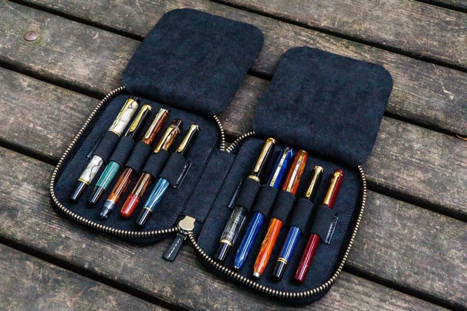 Galen Leather Pen Case Zippered 10 Slots In Black 1 Galen Leather Pen Case Zippered 10 Slots In Black