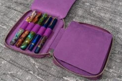 Galen Leather Pen Case Zippered 10 Slots In Purple -Stationery Hub Cheap Store galen leather pen case zippered 10 slots in purple 604