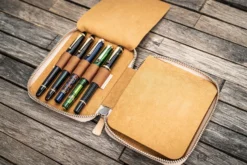 Galen Leather Pen Case Zippered 10 Slots In Undyed Leather -Stationery Hub Cheap Store galen leather pen case zippered 10 slots in undyed 396