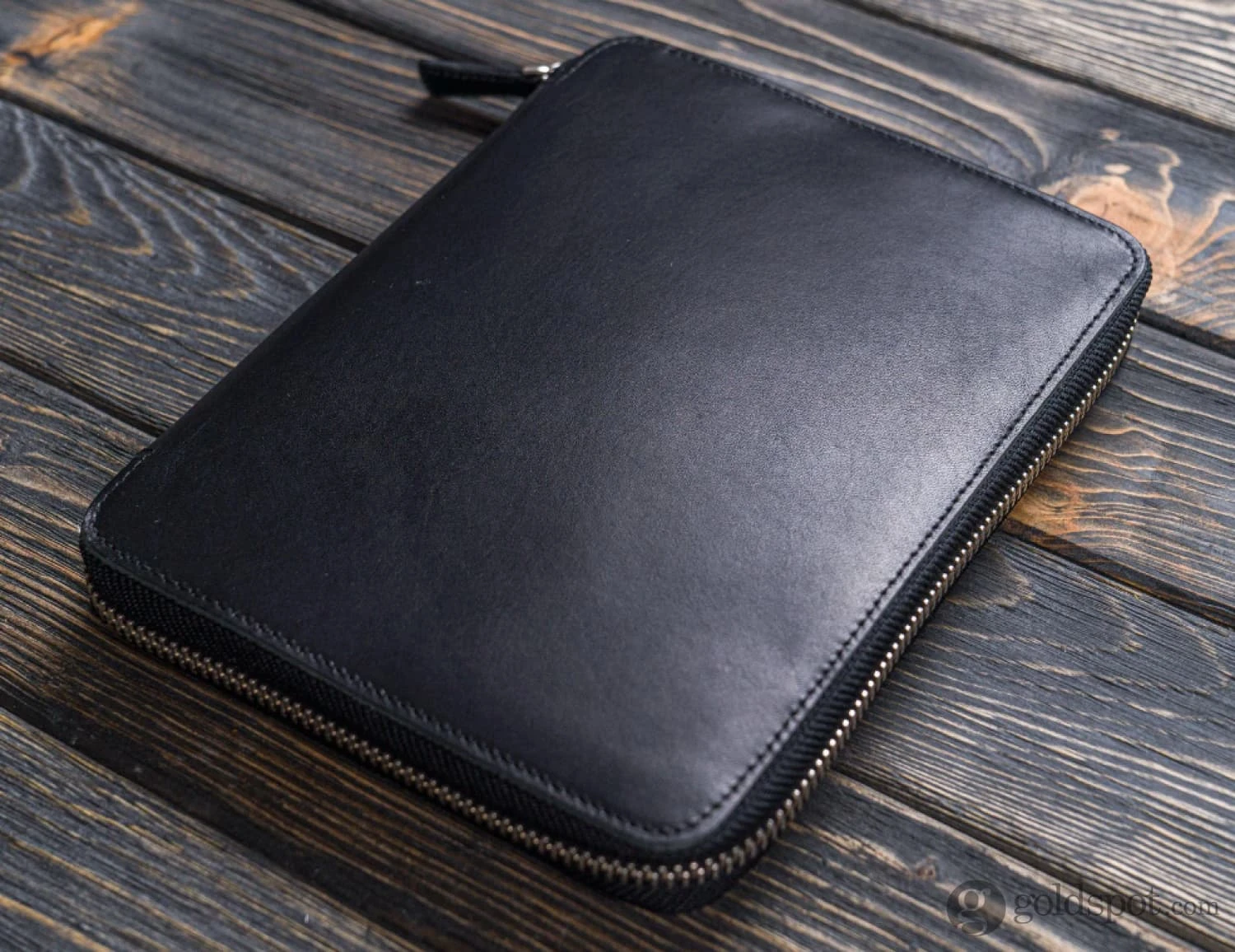 Galen Leather Zippered A5 Notebook Folio In Black 2 Galen Leather Zippered A5 Notebook Folio In Black - Image 2