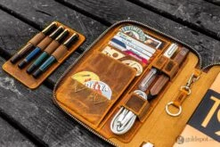 Galen Leather Zippered A5 Notebook Folio In Crazy Horse Brown -Stationery Hub Cheap Store galen leather zippered a5 notebook folio in crazy horse brown 899