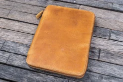 Galen Leather Zippered A5 Notebook Folio In Crazy Horse Honey Ochre -Stationery Hub Cheap Store galen leather zippered a5 notebook folio in crazy horse honey ochre 181