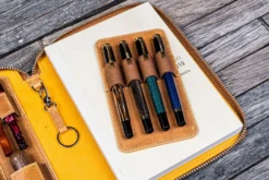 Galen Leather Zippered A5 Notebook Folio In Crazy Horse Honey Ochre -Stationery Hub Cheap Store galen leather zippered a5 notebook folio in crazy horse honey ochre 658