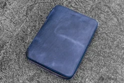 Galen Leather Zippered A5 Notebook Folio In Crazy Horse Navy Blue -Stationery Hub Cheap Store galen leather zippered a5 notebook folio in crazy horse navy blue 670