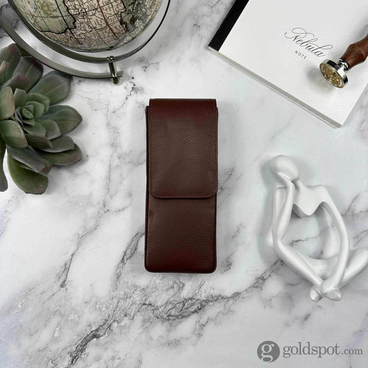 Girologio Triple Magnetic Closure Pen Case In Antique Brown 3 Girologio Triple Magnetic Closure Pen Case In Antique Brown - Image 3