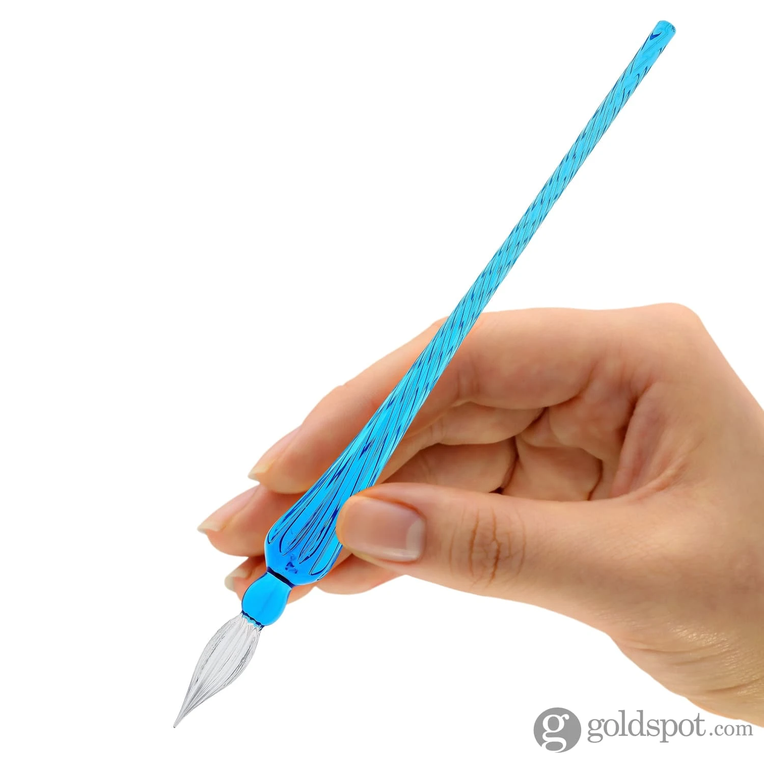 J. Herbin Glass Dip Pen In Blue Tapered Spiral Handle With Frosted Glass 2 J. Herbin Glass Dip Pen In Blue Tapered Spiral Handle With Frosted Glass - Image 2