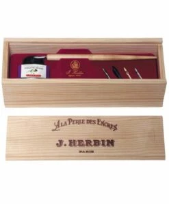J. Herbin La Perle Des Encres Wooden Box Set In Vintage With Violet Ink