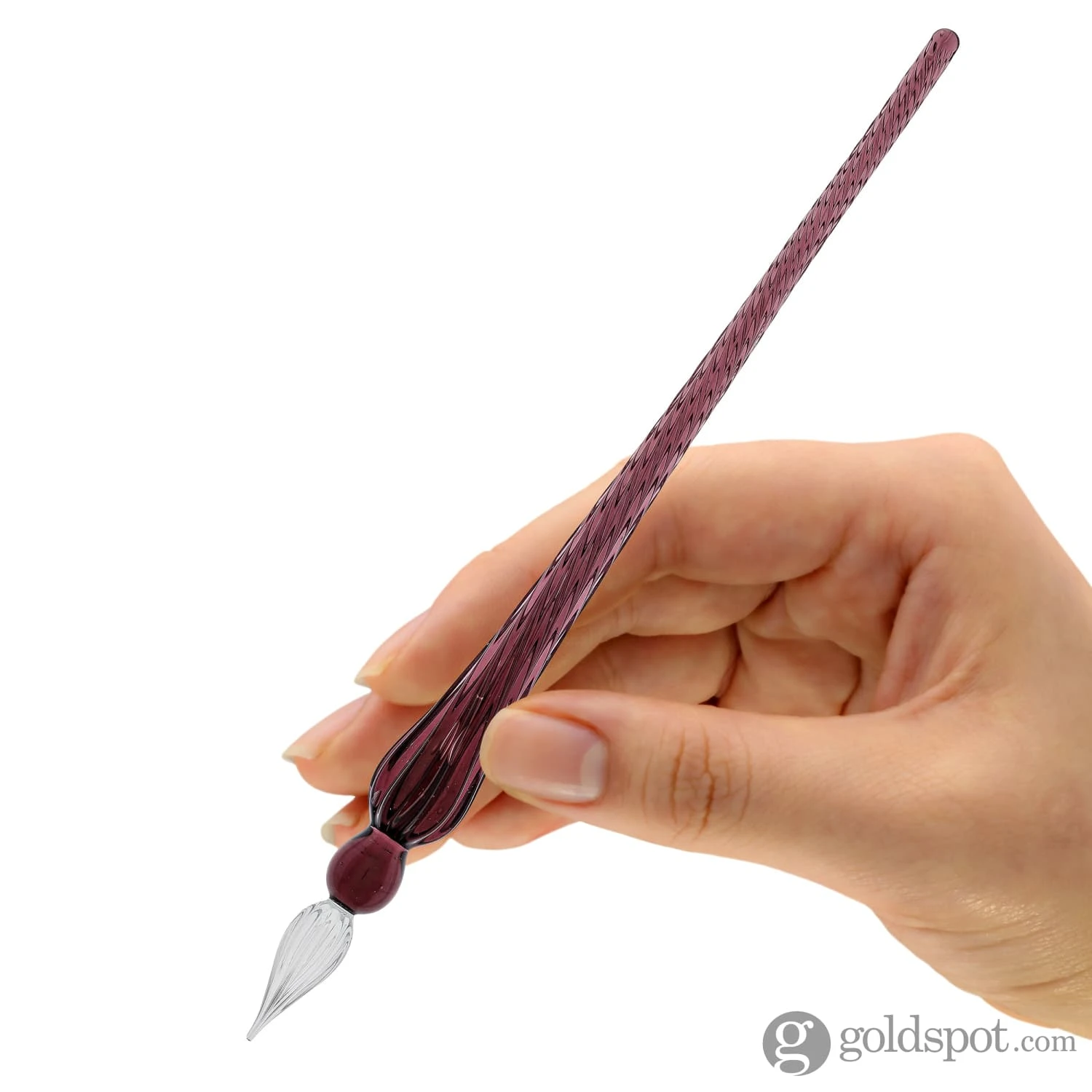 J. Herbin Round Glass Pen In Violet Tapered Spiral Handle With Frosted Glass 2 J. Herbin Round Glass Pen In Violet Tapered Spiral Handle With Frosted Glass - Image 2