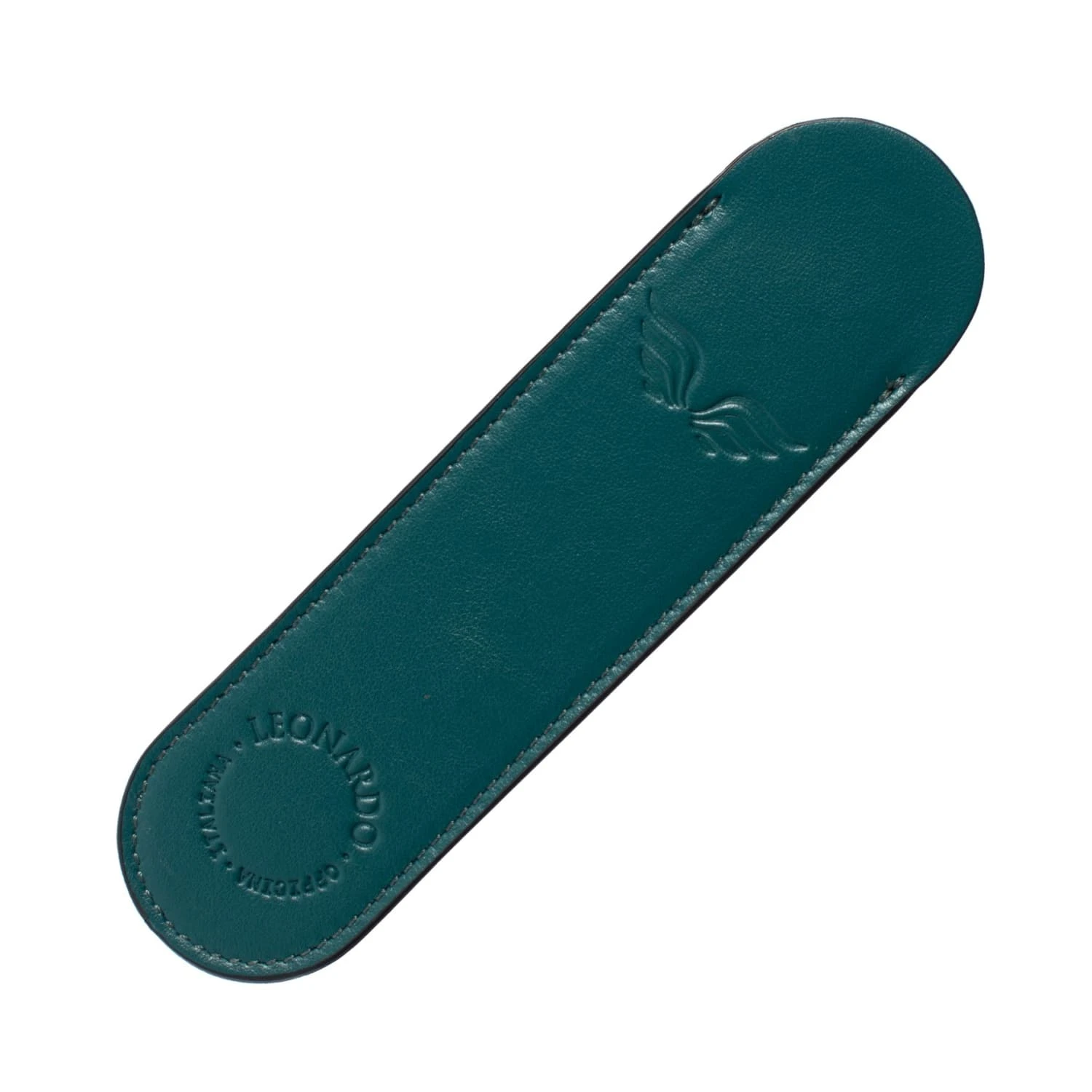 Leonardo Leather Single Pen Sleeve - Petrol Blue 1 Leonardo Leather Single Pen Sleeve - Petrol Blue