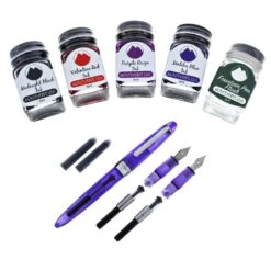 Monteverde Monza 3 Fountain Pen Set In Purple - M, F, Omniflex Nibs