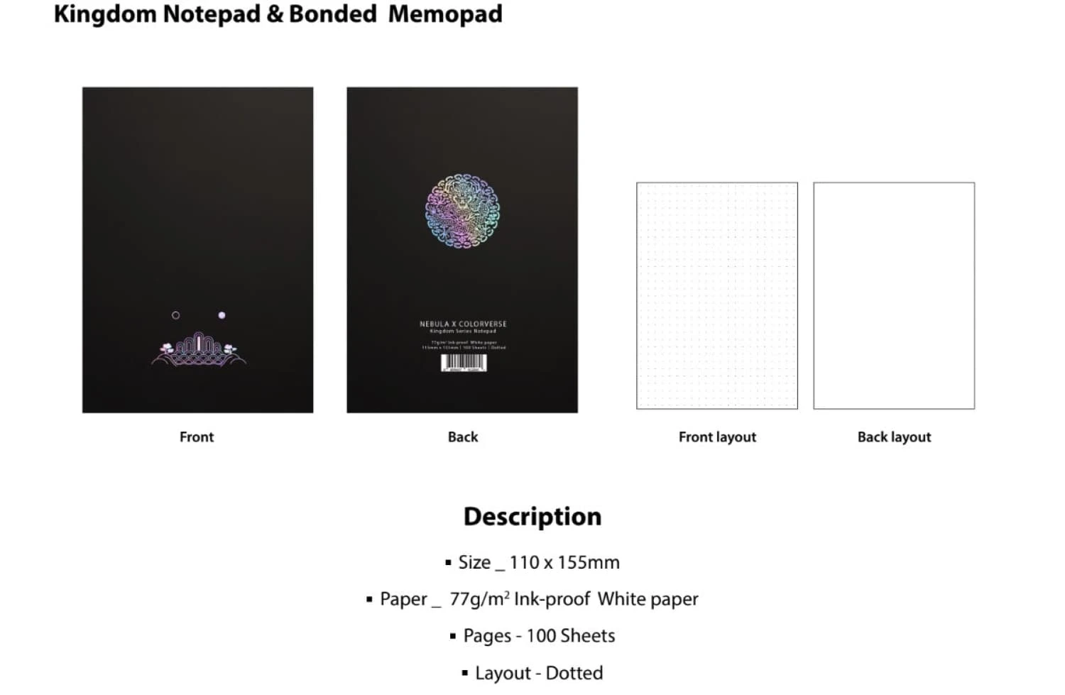 Nebula By Colorverse Kingdom Notepad - Dotted 1 Nebula By Colorverse Kingdom Notepad - Dotted