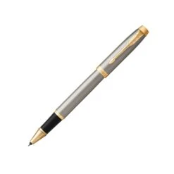 Parker IM Rollerball Pen In Brushed Metal With Gold Trim