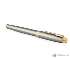 Parker IM Rollerball Pen In Brushed Metal With Gold Trim -Stationery Hub Cheap Store parker im rollerball pen in brushed metal with gold trim 611