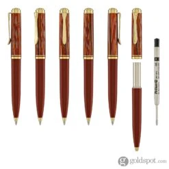 Pelikan Souveran K600 Ballpoint Pen In Tortoiseshell & Red With Gold Trim -Stationery Hub Cheap Store pelikan souveran k600 ballpoint pen in tortoiseshell red with gold trim 193
