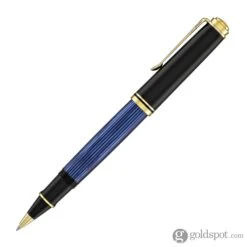 Pelikan Souveran R800 Rollerball Pen In Black & Blue With Gold Trim -Stationery Hub Cheap Store pelikan souveran r800 rollerball pen in black blue with gold trim 442