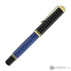Pelikan Souveran R800 Rollerball Pen In Black & Blue With Gold Trim -Stationery Hub Cheap Store pelikan souveran r800 rollerball pen in black blue with gold trim 526