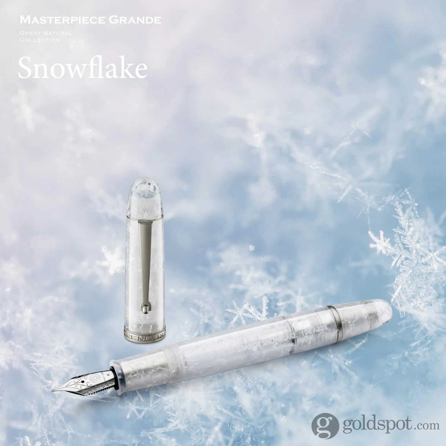 Penlux Masterpiece Grande Fountain Pen In Snowflake 9 Penlux Masterpiece Grande Fountain Pen In Snowflake - Image 9