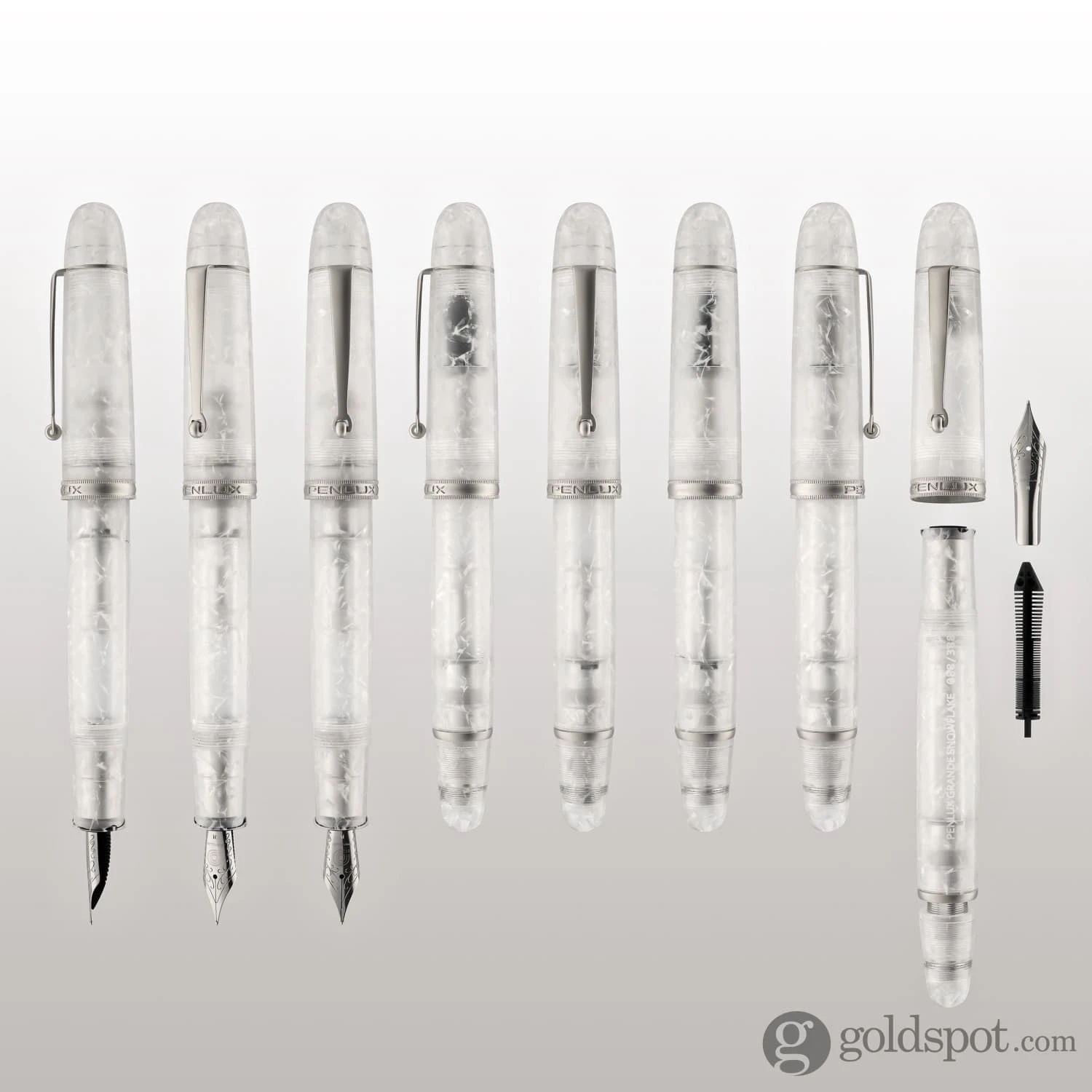 Penlux Masterpiece Grande Fountain Pen In Snowflake 8 Penlux Masterpiece Grande Fountain Pen In Snowflake - Image 8