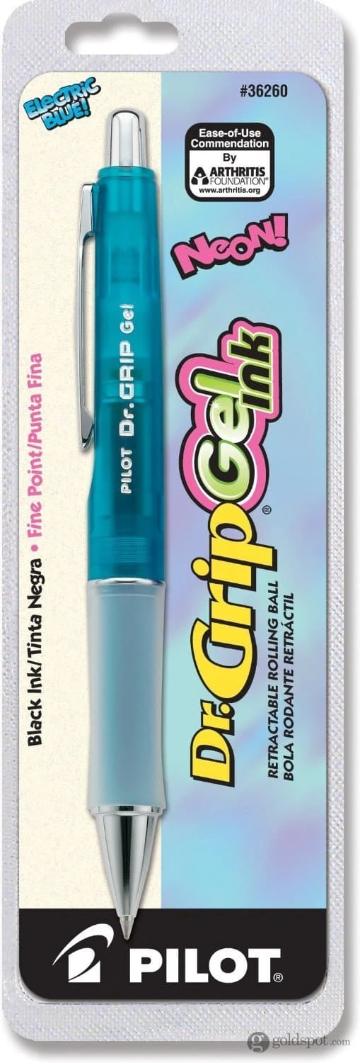 Pilot Dr. Grip Retractable Rollerball Gel Pen In Neon Blue - Fine Point 2 Pilot Dr. Grip Retractable Rollerball Gel Pen In Neon Blue - Fine Point - Image 2
