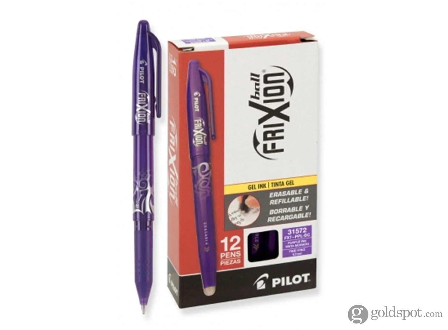Pilot FriXion Ball Erasable Gel Ink Pen In Purple - Fine Point - Pack Of 12 2 Pilot FriXion Ball Erasable Gel Ink Pen In Purple - Fine Point - Pack Of 12 - Image 2