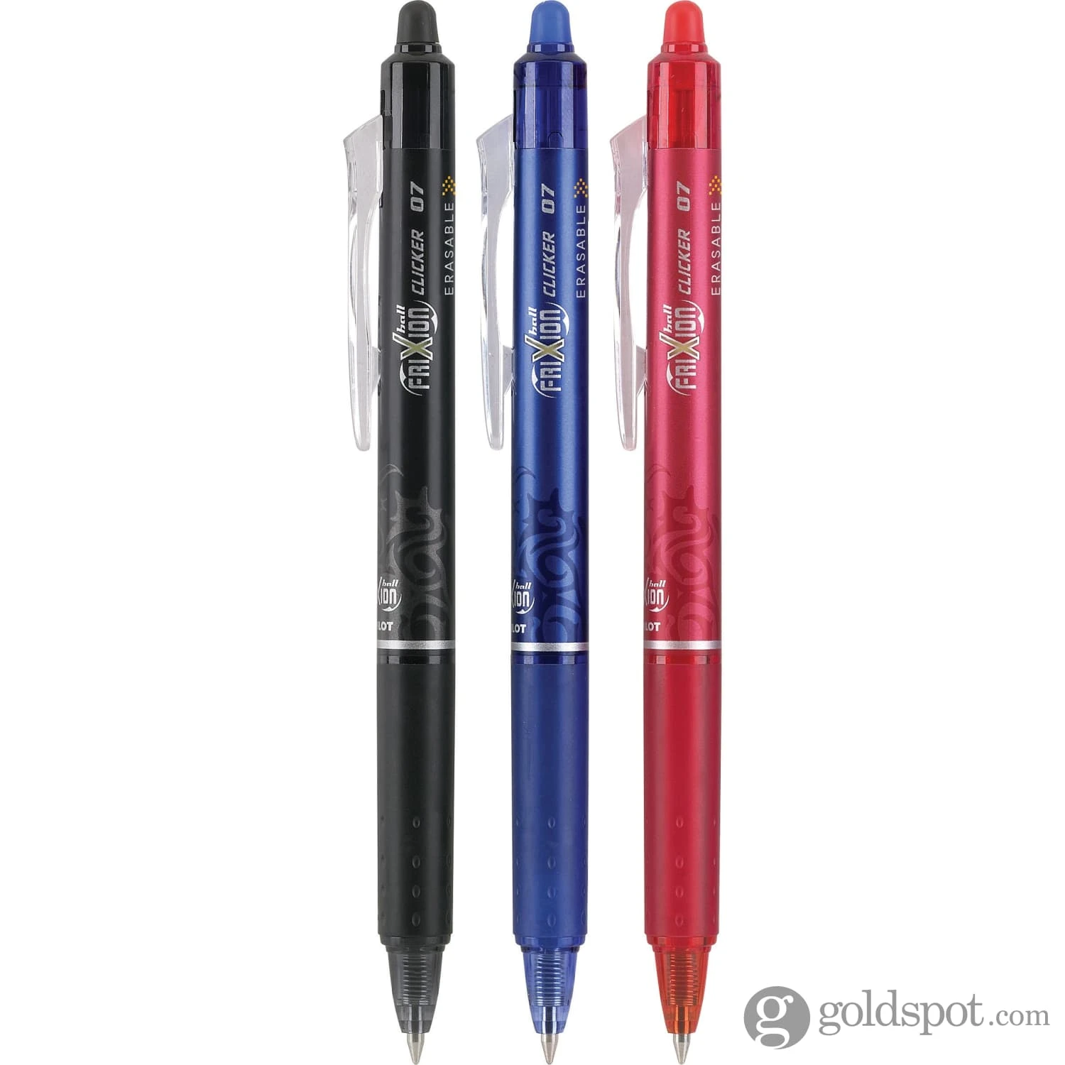 Pilot FriXion Clicker Erasable Gel Pens In Black, Blue & Red - Fine Point - Pack Of 3 2 Pilot FriXion Clicker Erasable Gel Pens In Black, Blue & Red - Fine Point - Pack Of 3 - Image 2
