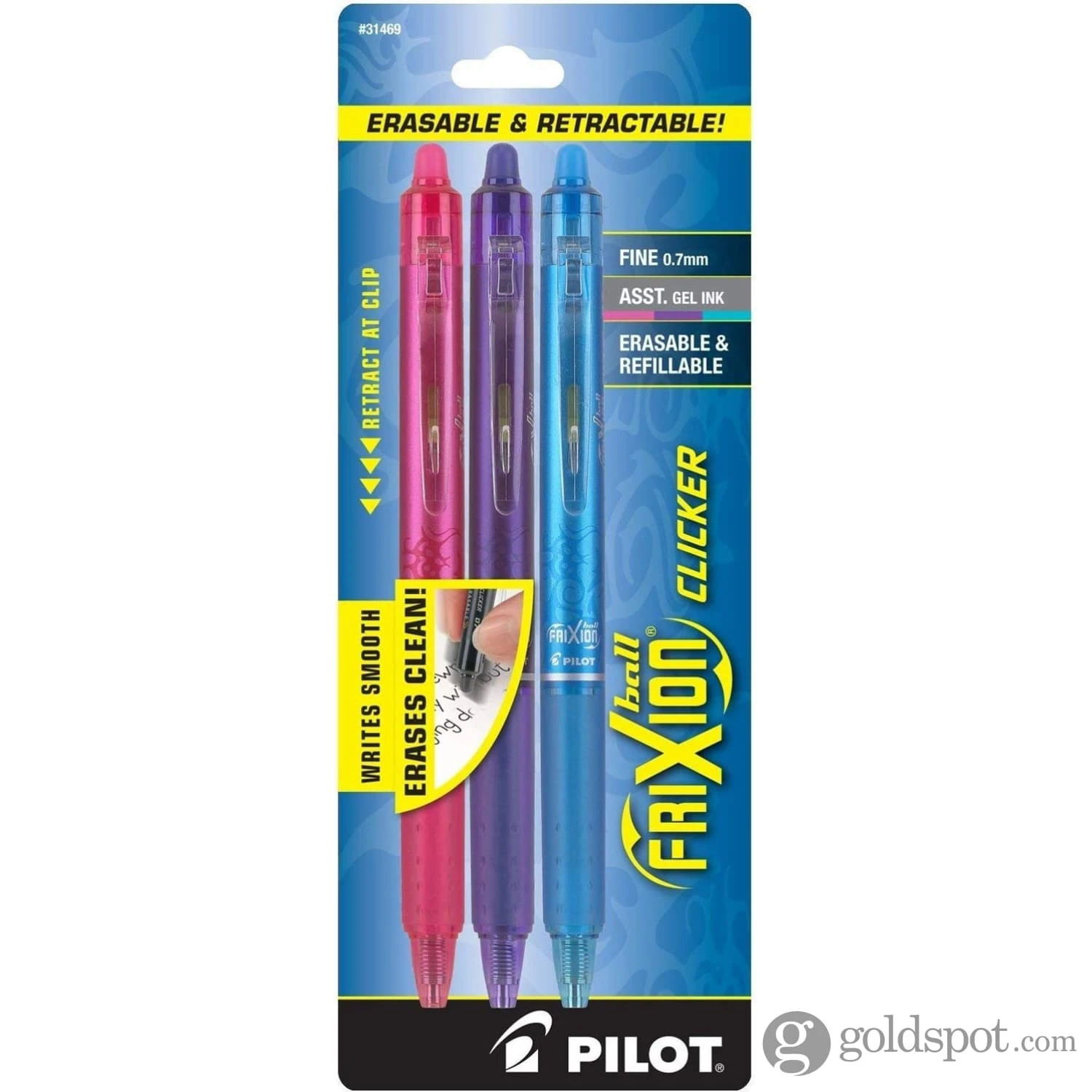 Pilot FriXion Clicker Erasable Gel Pens In Pink, Purple, & Turquoise - Fine Point - Pack Of 3 4 Pilot FriXion Clicker Erasable Gel Pens In Pink, Purple, & Turquoise - Fine Point - Pack Of 3 - Image 4