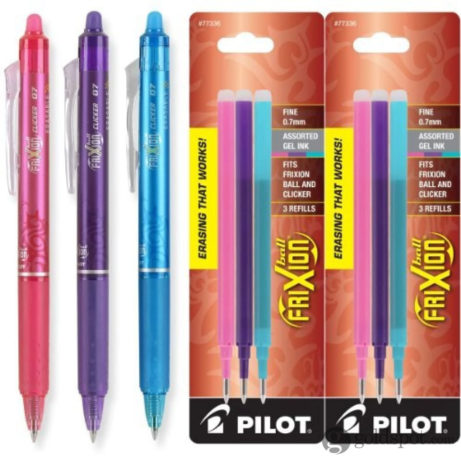 Pilot FriXion Clicker Erasable Gel Pens In Pink, Purple, & Turquoise - Fine Point - Pack Of 3 3 Pilot FriXion Clicker Erasable Gel Pens In Pink, Purple, & Turquoise - Fine Point - Pack Of 3 - Image 3