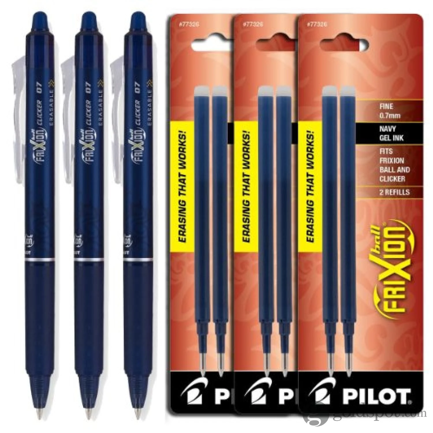 Pilot FriXion Clicker Retractable Erasable Gel Pens In Navy Blue - Fine Point 3 Pilot FriXion Clicker Retractable Erasable Gel Pens In Navy Blue - Fine Point - Image 3