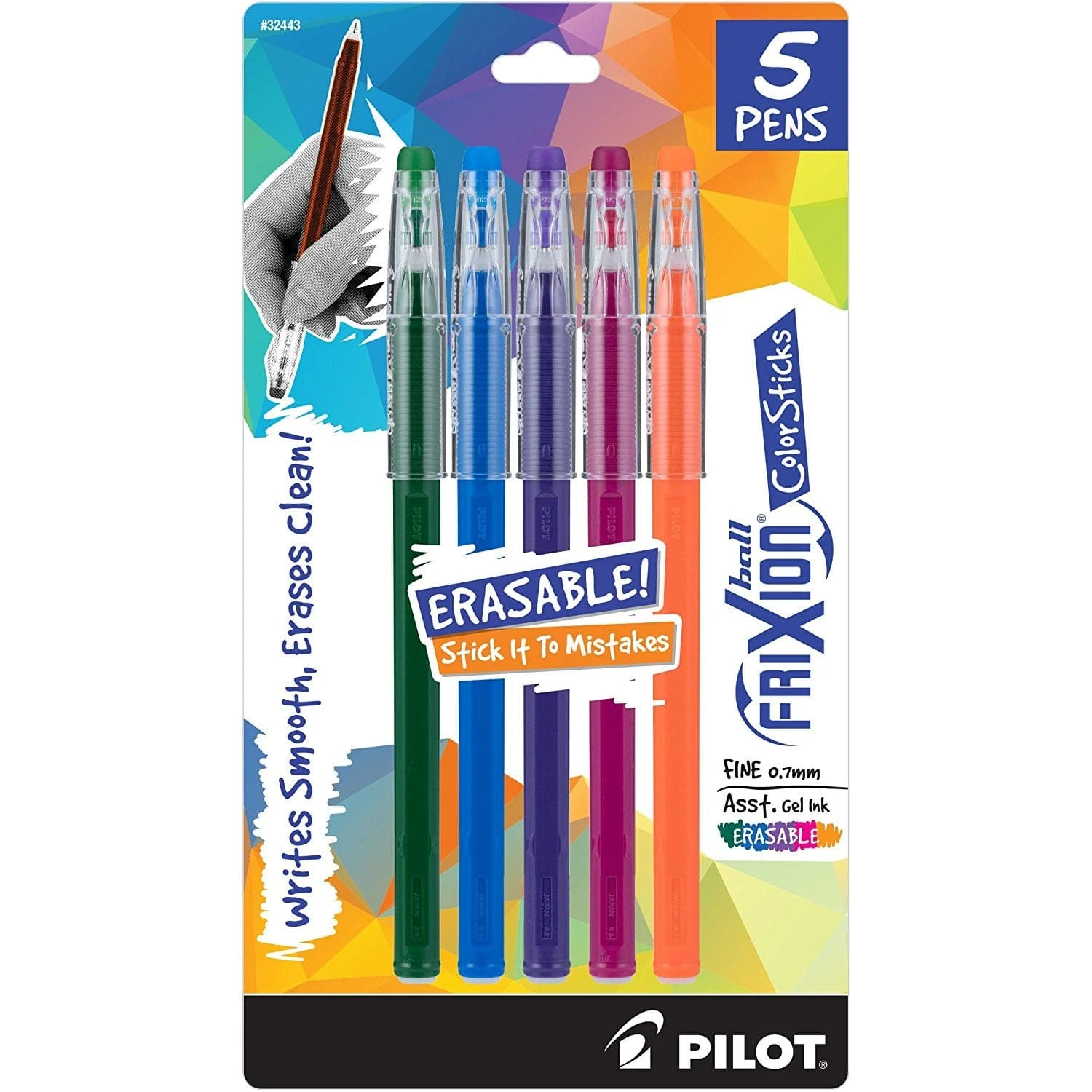 Pilot FriXion ColorSticks Erasable Gel Pens Assorted Colors - Fine Point - Pack Of 5 1 Pilot FriXion ColorSticks Erasable Gel Pens Assorted Colors - Fine Point - Pack Of 5