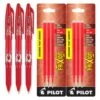 Pilot FriXion Erasable Gel Ink Pens In Red - Fine Point - Pack Of 3 With 2 Refill Packs